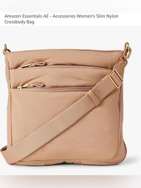 Amazon Essentials Crossbody Bag in Beige Taupe with Gold Hardware